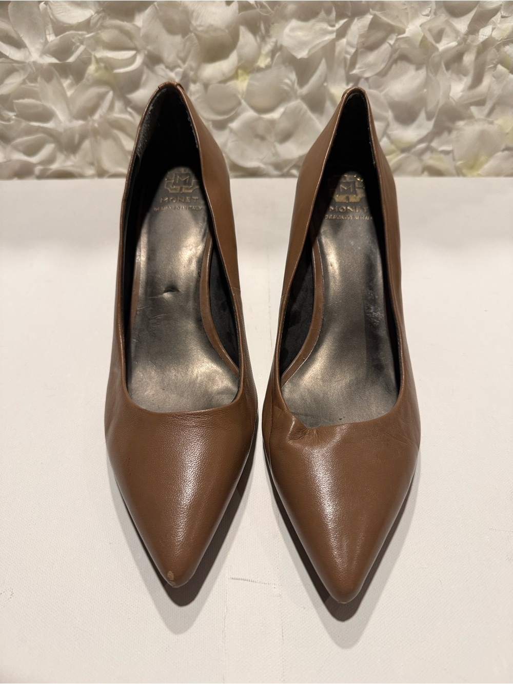 Monet Tan Pointed-Toe Leather Pumps